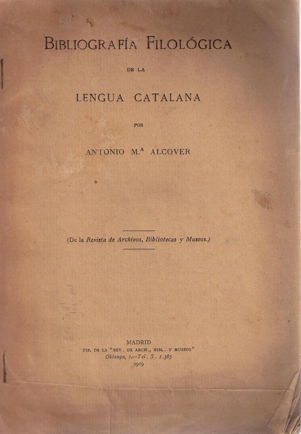 Coberta de Bibliografia Filológica de la Lengua Catalana